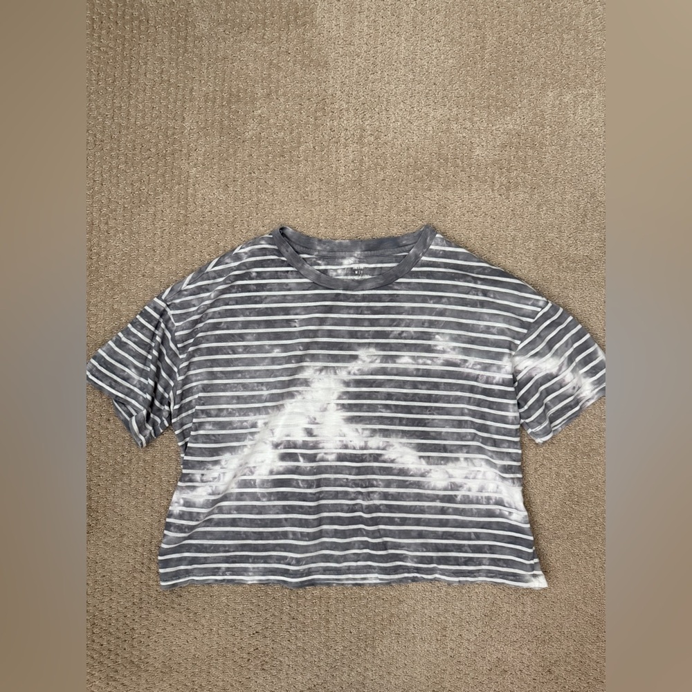 Aerie Gray and White Striped Tee